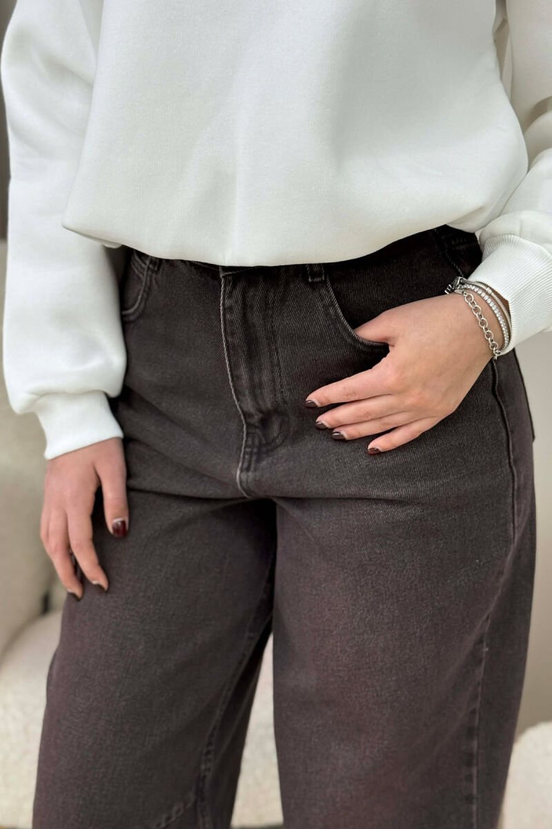 SIMPLE ONE COLOR WOMEN JEANS BROWN/KAFE - 8