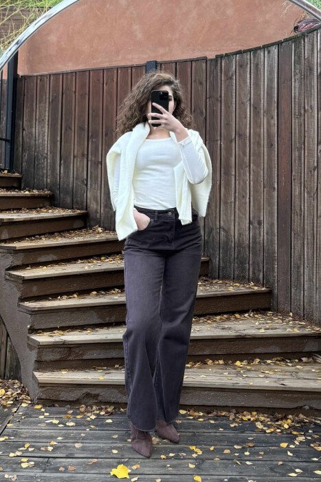 SIMPLE ONE COLOR WOMEN JEANS BROWN/KAFE - 2