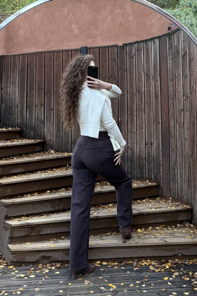 SIMPLE ONE COLOR WOMEN JEANS BROWN/KAFE - 4