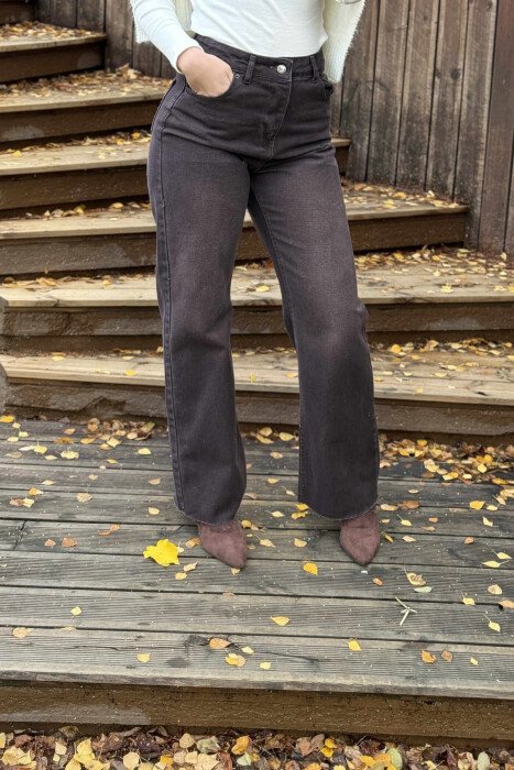 SIMPLE ONE COLOR WOMEN JEANS BROWN/KAFE - 1