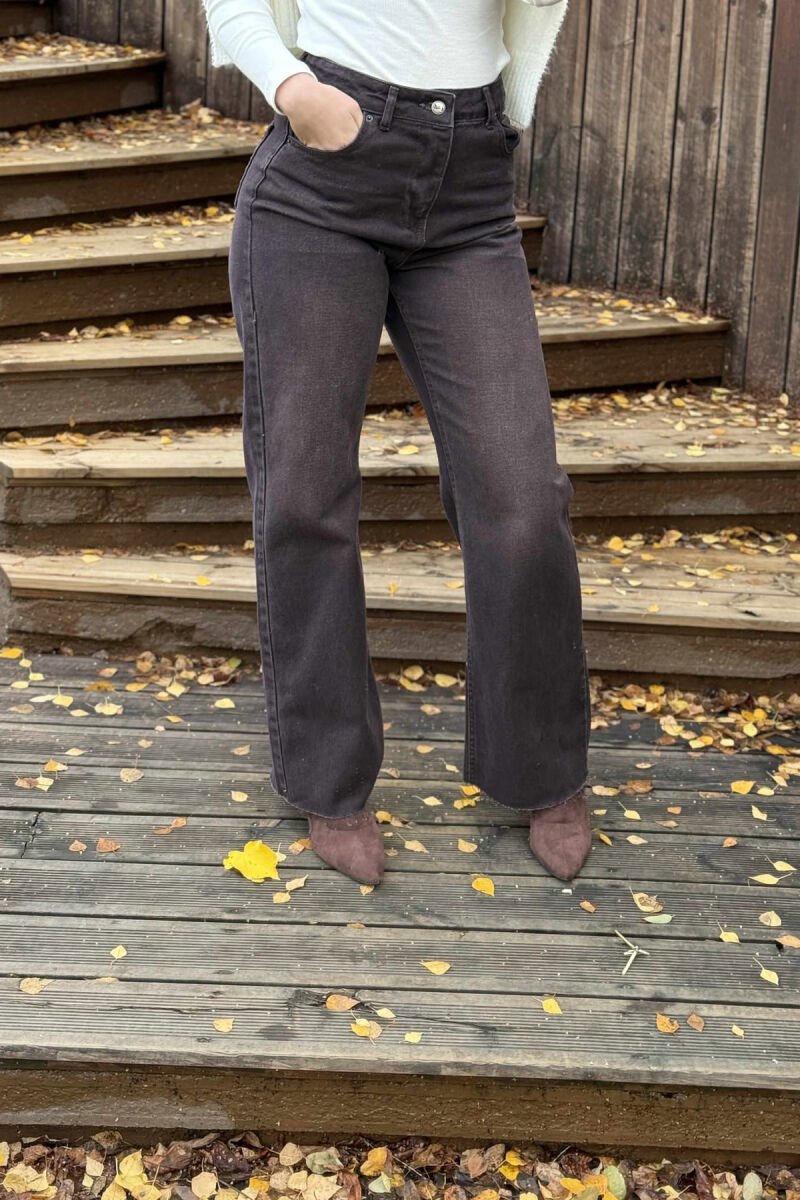 SIMPLE ONE COLOR WOMEN JEANS BROWN/KAFE - 1