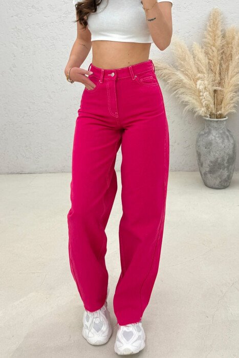 SIMPLE ONE COLOR WOMEN JEANS FUCHSIA/CIKLAMI - 3