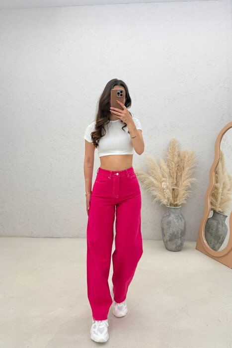 SIMPLE ONE COLOR WOMEN JEANS FUCHSIA/CIKLAMI - 4