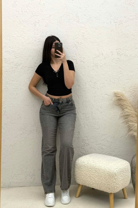 SIMPLE ONE COLOR WOMEN JEANS IRON GREY/GRI HEKURI - 7