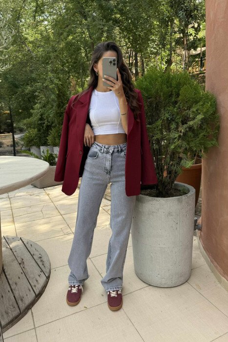 SIMPLE ONE COLOR WOMEN JEANS LIGHT GREY/GZ - 2