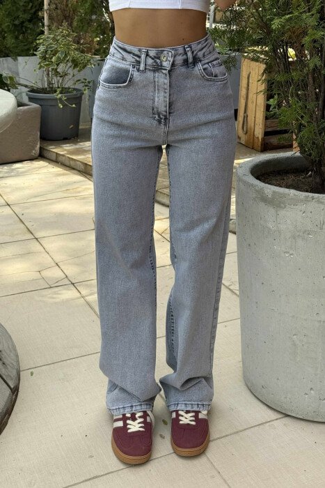 SIMPLE ONE COLOR WOMEN JEANS LIGHT GREY/GZ - 1