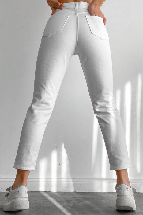 SIMPLE ONE COLOR WOMEN JEANS WHITE-E BARDHE - 2