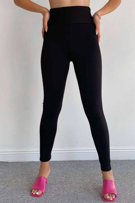 SIMPLE ONE COLOR WOMEN LEGGINGS BLACK/ E ZEZE - KLAUDIO FASHION