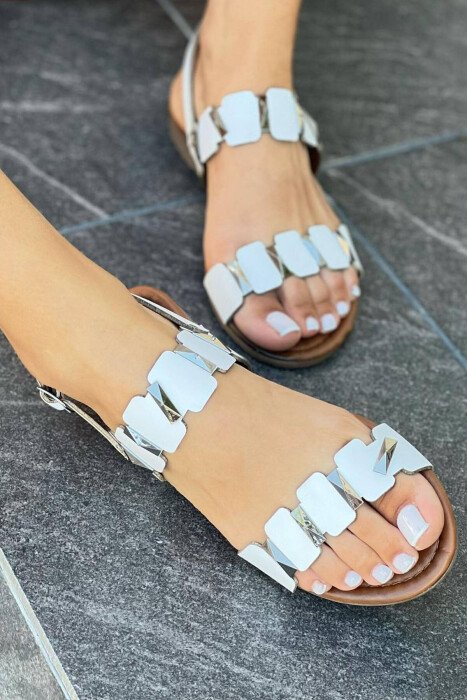 SIMPLE ONE COLOR WOMEN SANDAL WHITE-E BARDHE - KLAUDIO FASHION