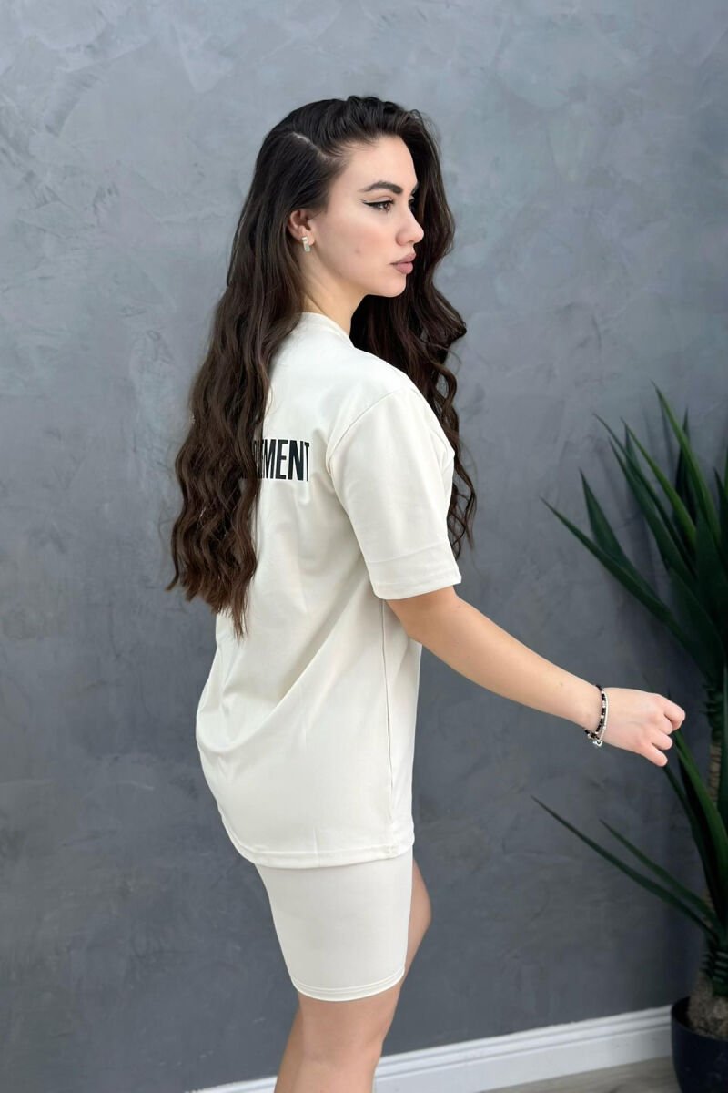 SIMPLE ONE COLOR WOMEN SET CREAM/KREM - 3