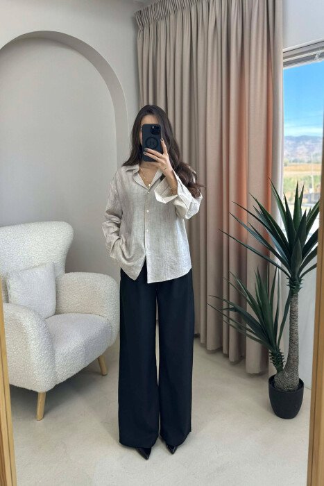 SIMPLE ONE COLOR WOMEN SHIRT BEIGE/BEZHE - 2