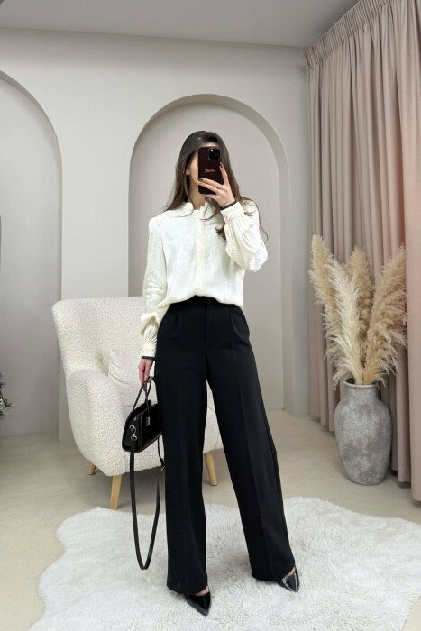 SIMPLE ONE COLOR WOMEN SHIRT CREAM/KREM - 2