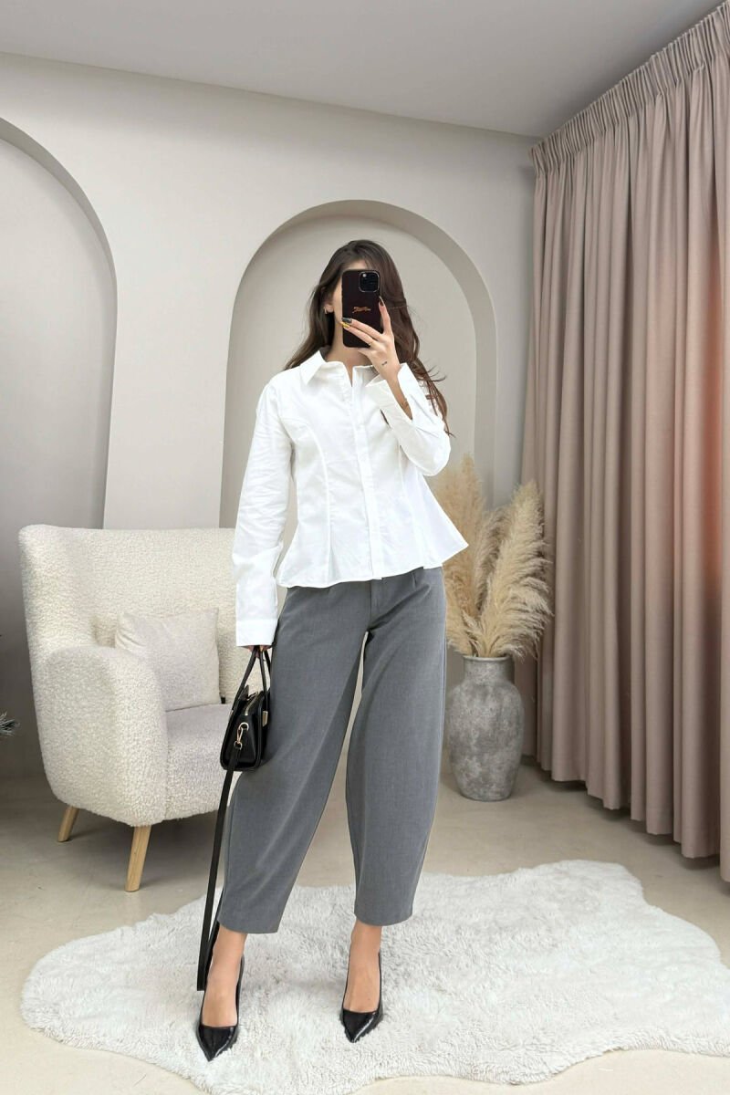 SIMPLE ONE COLOR WOMEN SHIRT WHITE-E BARDHE - 1