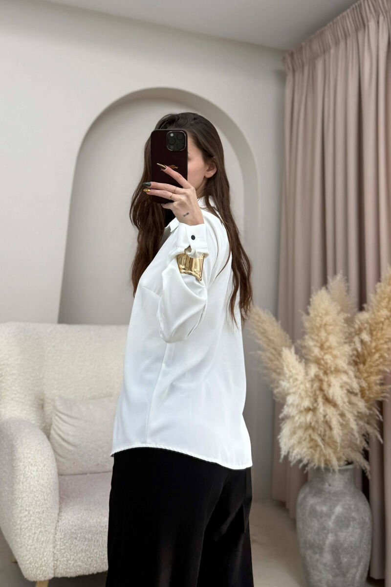 SIMPLE ONE COLOR WOMEN SHIRT WHITE-E BARDHE - 3
