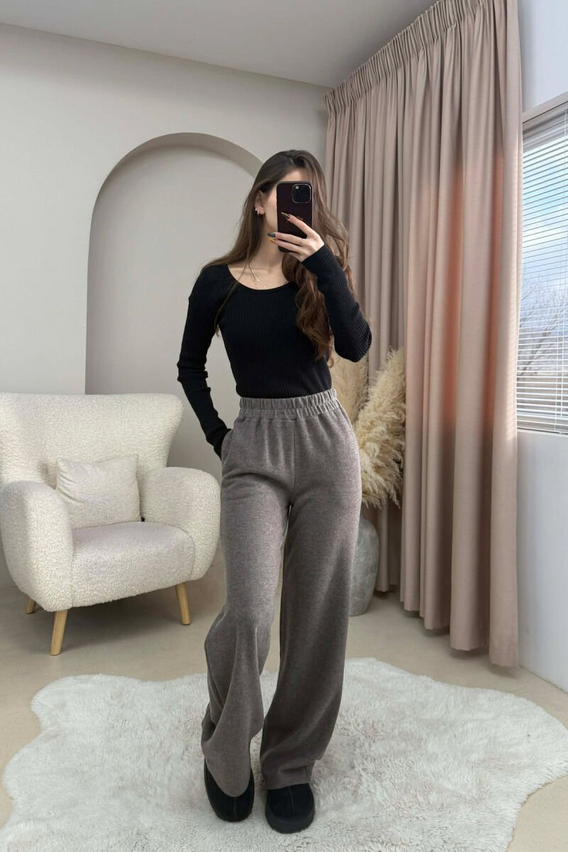SIMPLE ONE COLOR WOMEN SWEATPANTS GREY ASH/GRI HIRI - 4