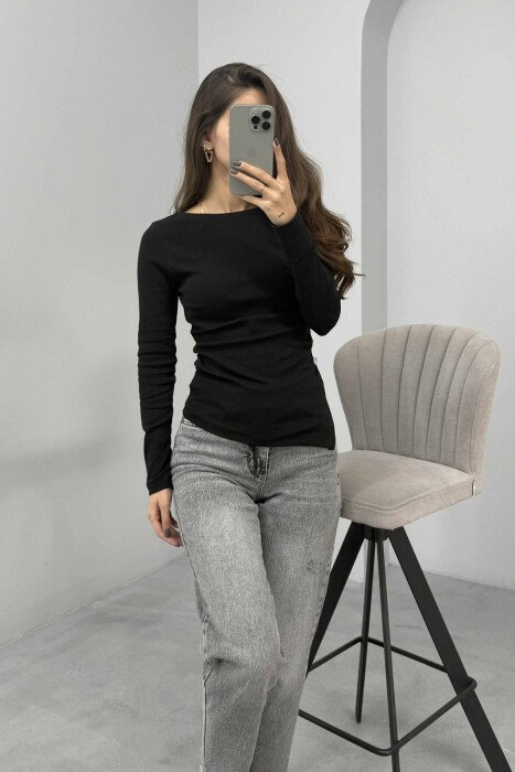 SIMPLE ONE COLOR WOMEN SWEATSHIRT BLACK/ E ZEZE - KLAUDIO FASHION