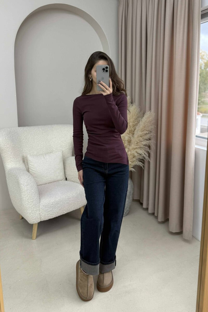 SIMPLE ONE COLOR WOMEN SWEATSHIRT DARK BURGUNDY/VISHNJE E ERRET - 1