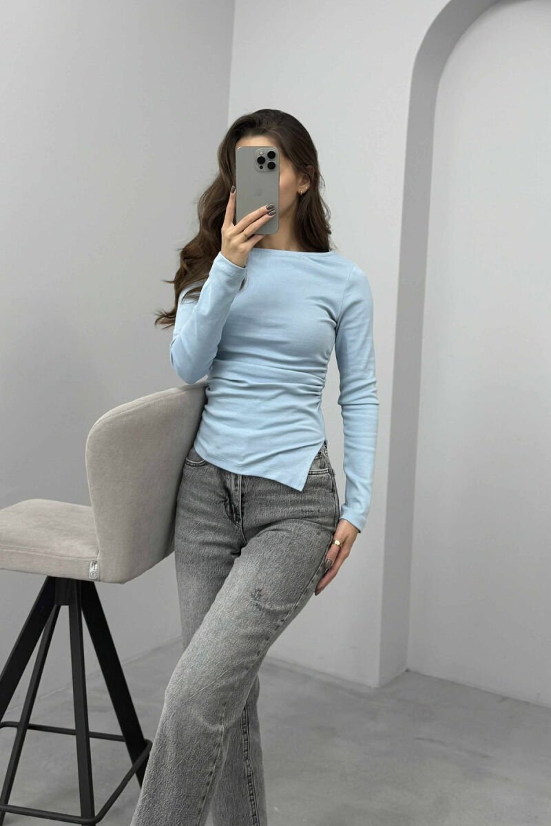 SIMPLE ONE COLOR WOMEN SWEATSHIRT LIGHTBLUE/BZ - 1