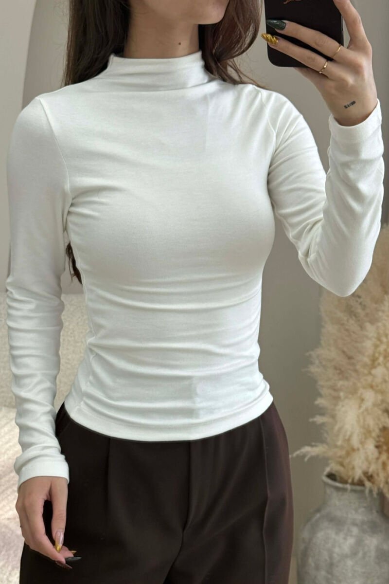 SIMPLE ONE COLOR WOMEN SWEATSHIRT WHITE-E BARDHE - 4