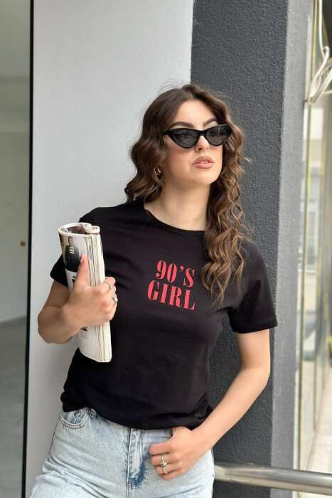 SIMPLE ONE COLOR WOMEN T-SHIRT BLACK/ E ZEZE - 1