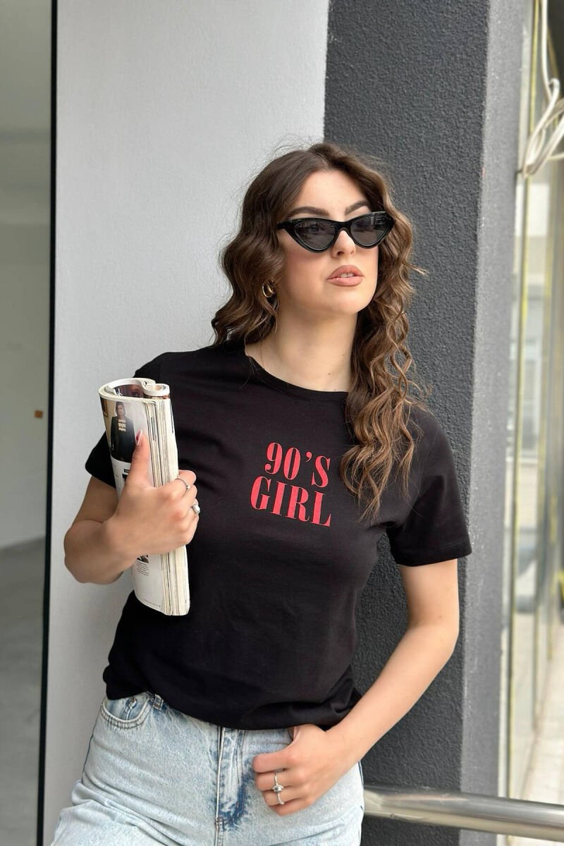 SIMPLE ONE COLOR WOMEN T-SHIRT BLACK/ E ZEZE - 1