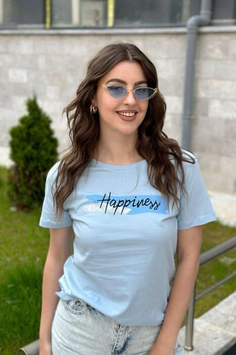 SIMPLE ONE COLOR WOMEN T-SHIRT LIGHTBLUE/BZ - KLAUDIO FASHION