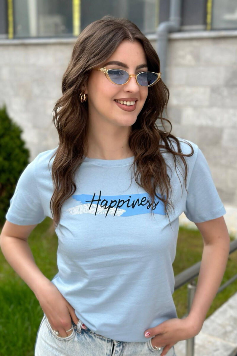 SIMPLE ONE COLOR WOMEN T-SHIRT LIGHTBLUE/BZ - 2