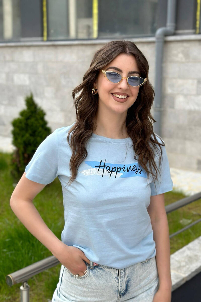 SIMPLE ONE COLOR WOMEN T-SHIRT LIGHTBLUE/BZ - 3