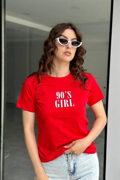 SIMPLE ONE COLOR WOMEN T-SHIRT RED/E KUQE - KLAUDIO FASHION
