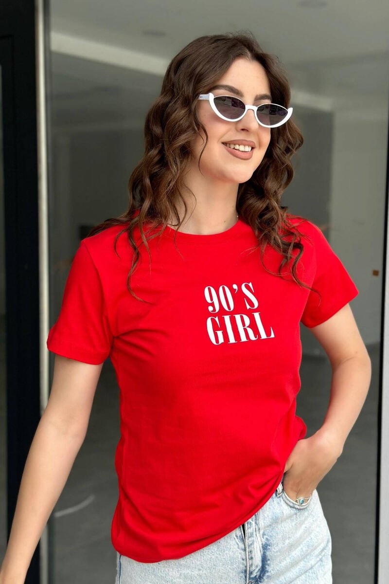 SIMPLE ONE COLOR WOMEN T-SHIRT RED/E KUQE - 3