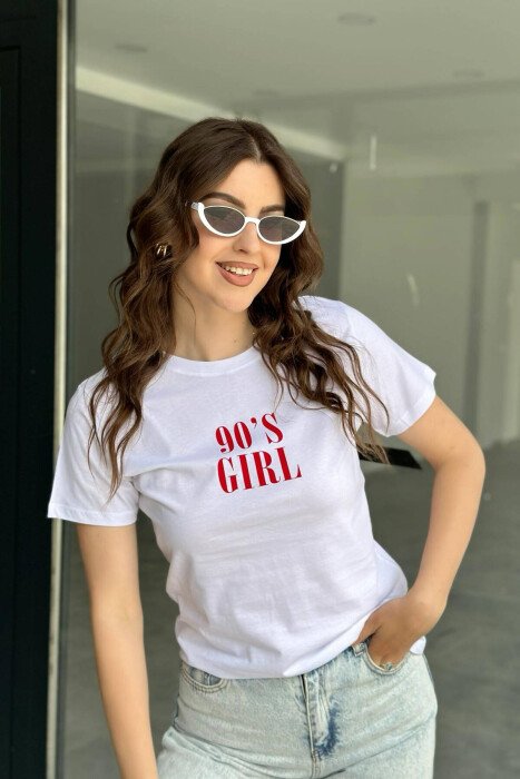 SIMPLE ONE COLOR WOMEN T-SHIRT WHITE-E BARDHE - KLAUDIO FASHION