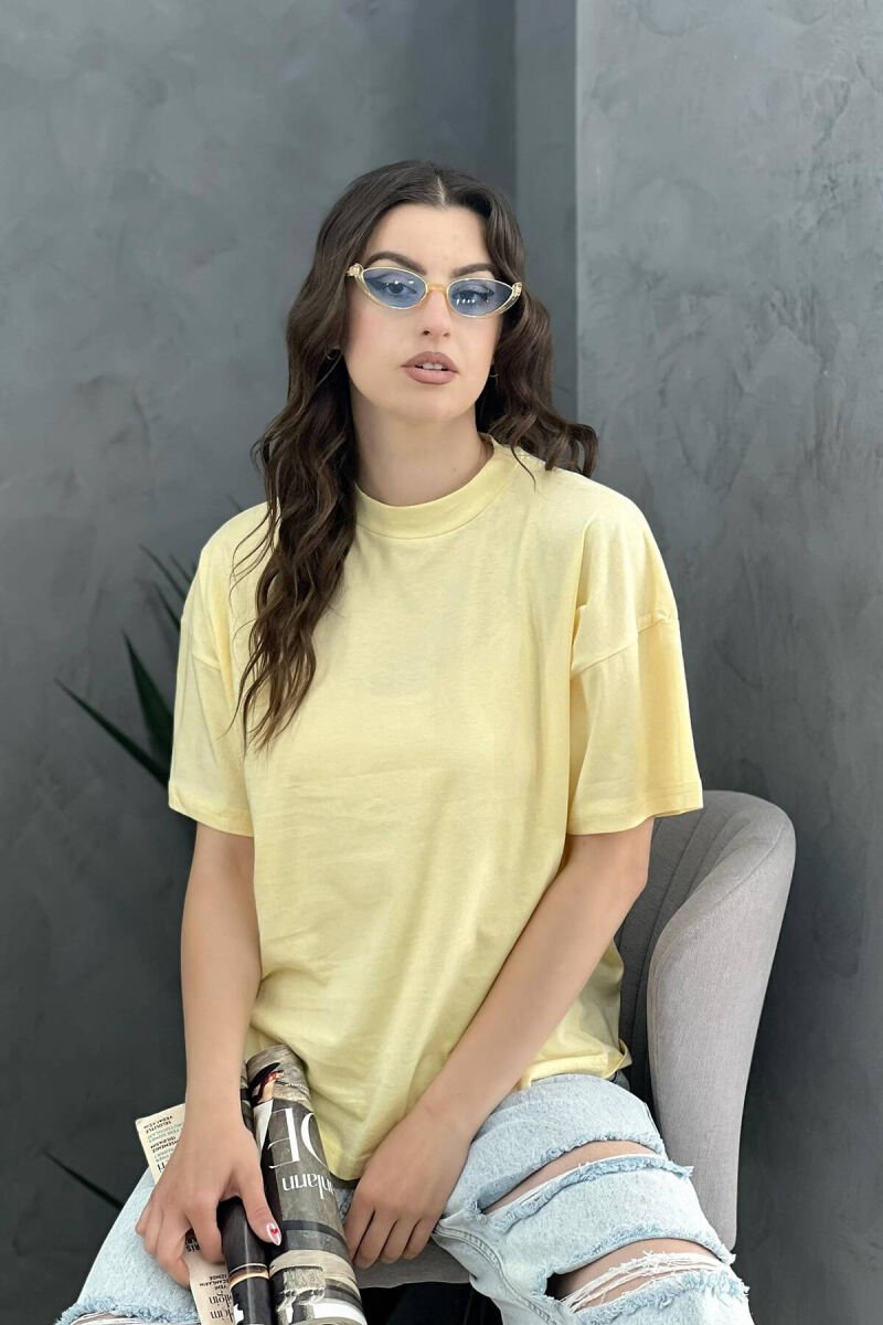 SIMPLE ONE COLOR WOMEN T-SHIRT YELLOW/E VERDHE - 1