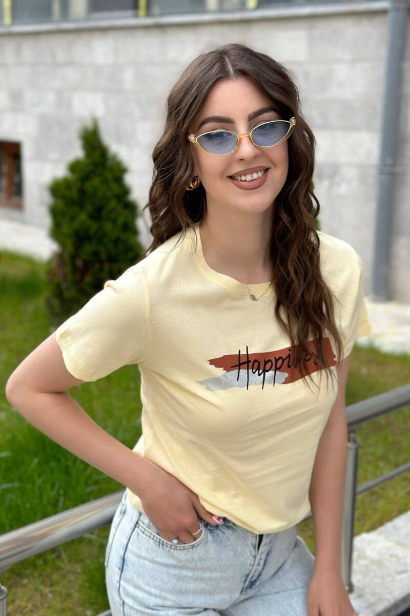 SIMPLE ONE COLOR WOMEN T-SHIRT YELLOW/E VERDHE - 1