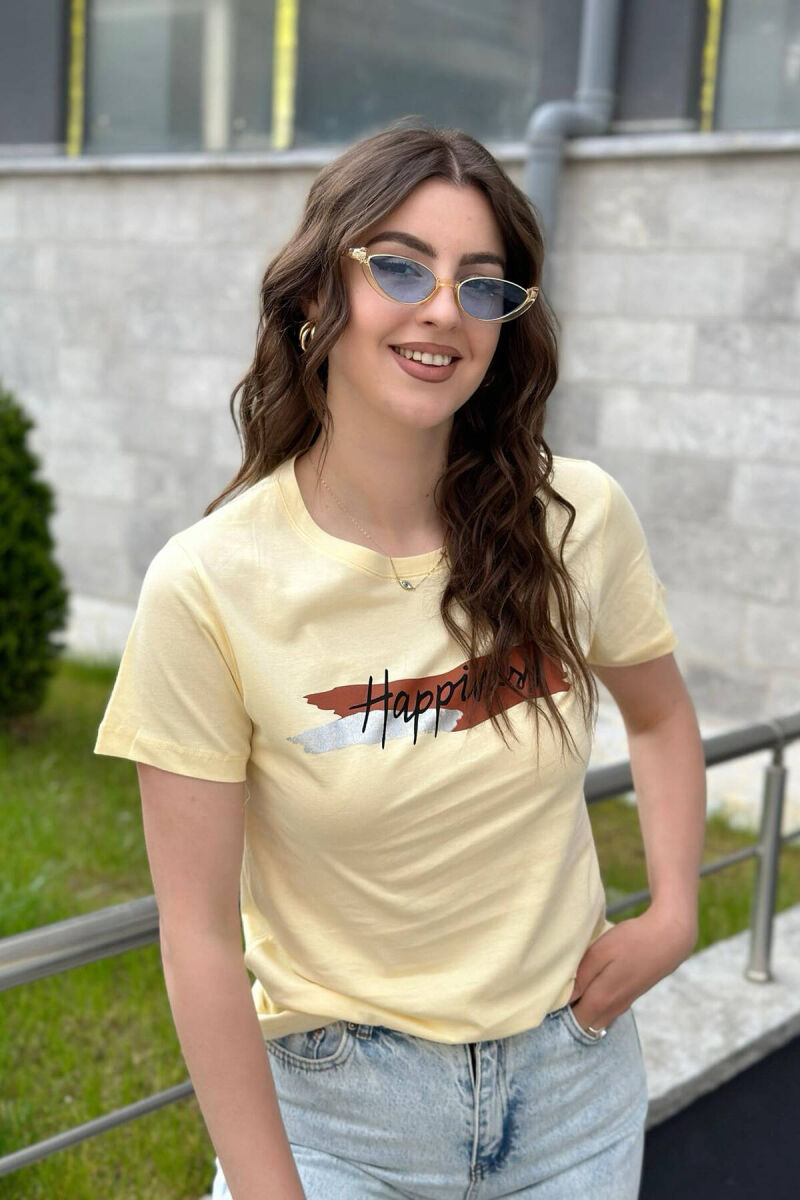 SIMPLE ONE COLOR WOMEN T-SHIRT YELLOW/E VERDHE - 3