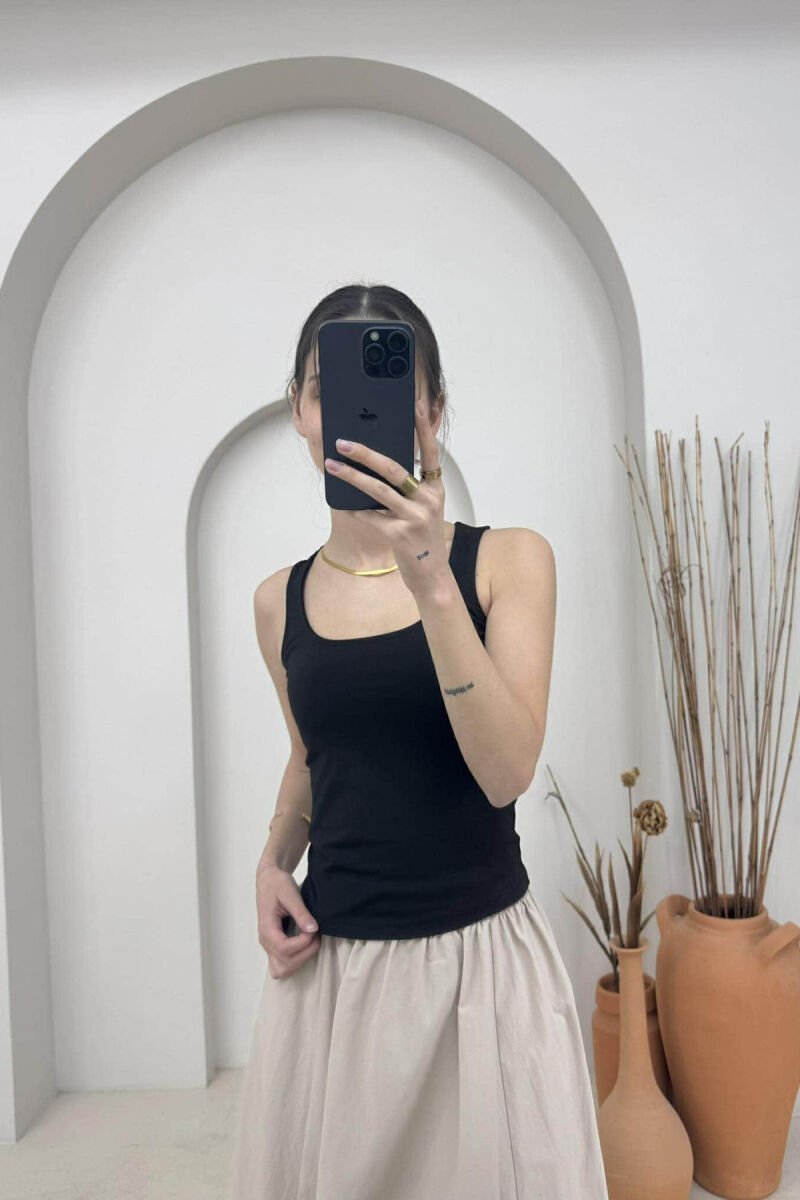 SIMPLE ONE COLOR WOMEN TANK TOP BLACK/ E ZEZE - 2
