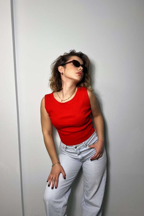 SIMPLE ONE COLOR WOMEN TANK TOP ORANGE/PORTOKALLI - 3