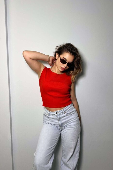 SIMPLE ONE COLOR WOMEN TANK TOP ORANGE/PORTOKALLI - 4