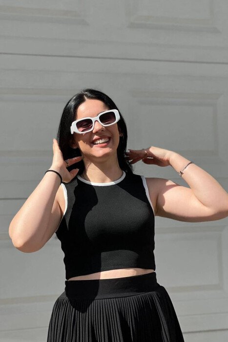 SIMPLE ONE COLOR WOMEN TANK TOPS BLACK/ E ZEZE - KLAUDIO FASHION