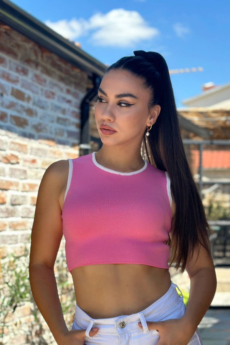 SIMPLE ONE COLOR WOMEN TANK TOPS PINK/ROZE - 1