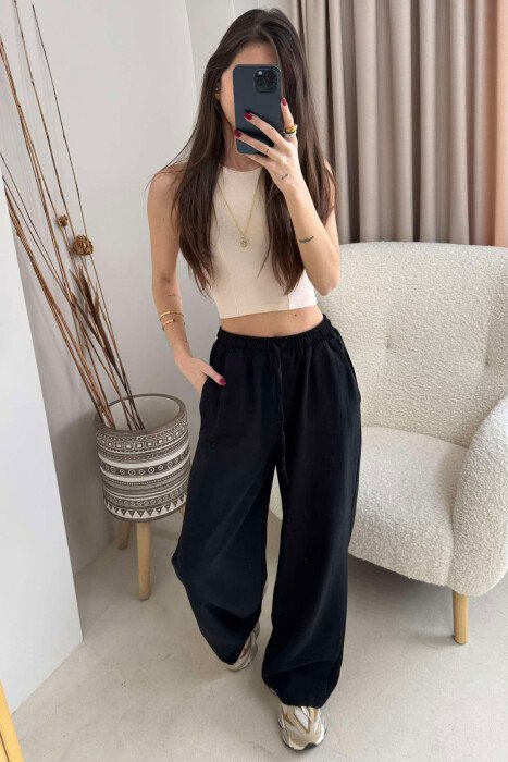 SIMPLE ONE COLOR WOMEN TROUSERS BLACK/ E ZEZE 
