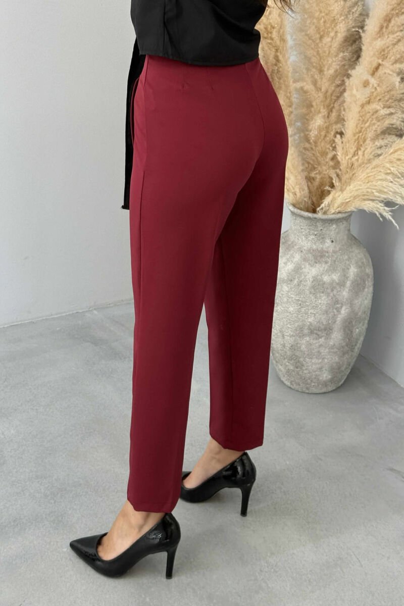 SIMPLE ONE COLOR WOMEN TROUSERS BURGUNDY/VISHNJE - 4