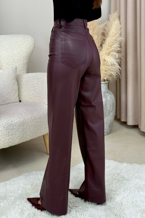 SIMPLE ONE COLOR WOMEN TROUSERS DARK BURGUNDY/VISHNJE E ERRET - 4