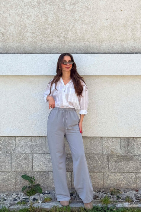  PANTALLONA TË THJESHTA PËR FEMRA NË NGJYRËN GRI - KLAUDIO FASHION