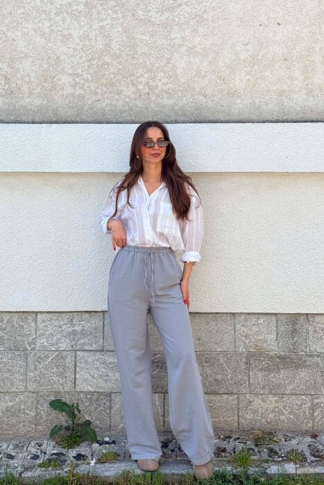 SIMPLE ONE COLOR WOMEN TROUSERS GREY/GRI - 1