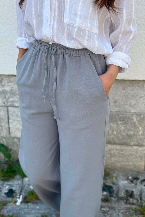 SIMPLE ONE COLOR WOMEN TROUSERS GREY/GRI - 2
