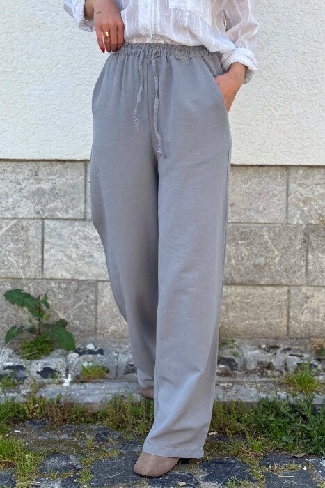 SIMPLE ONE COLOR WOMEN TROUSERS GREY/GRI - 3