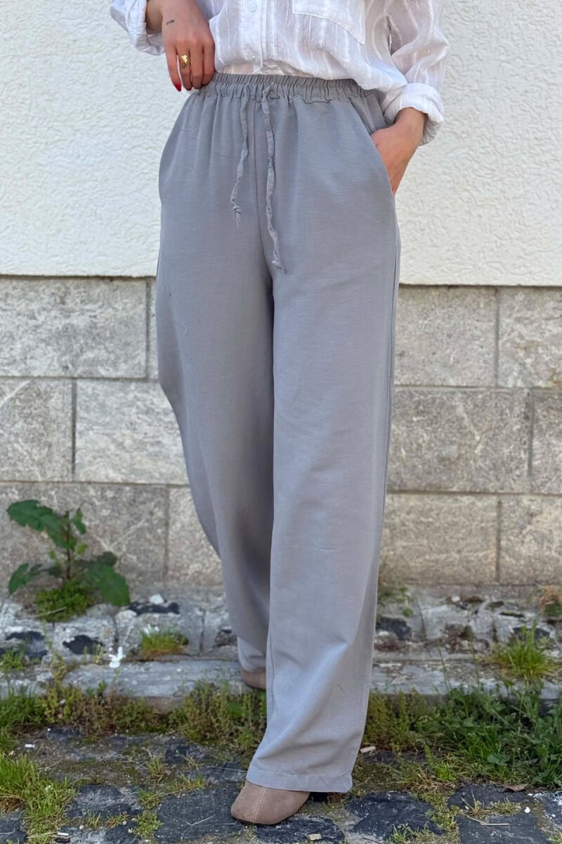 SIMPLE ONE COLOR WOMEN TROUSERS GREY/GRI - 3