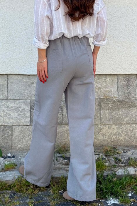 SIMPLE ONE COLOR WOMEN TROUSERS GREY/GRI - 4