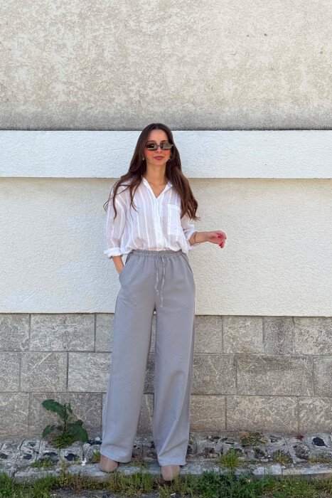 SIMPLE ONE COLOR WOMEN TROUSERS GREY/GRI - 5