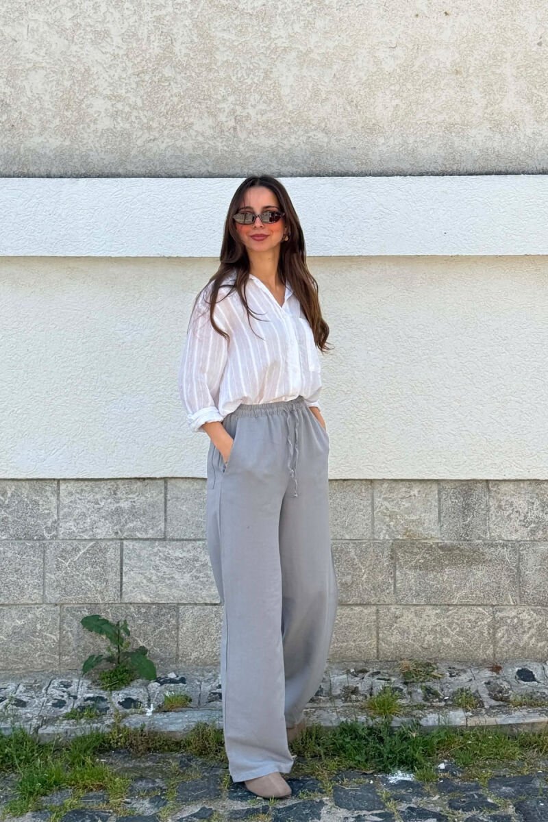 SIMPLE ONE COLOR WOMEN TROUSERS GREY/GRI - 6